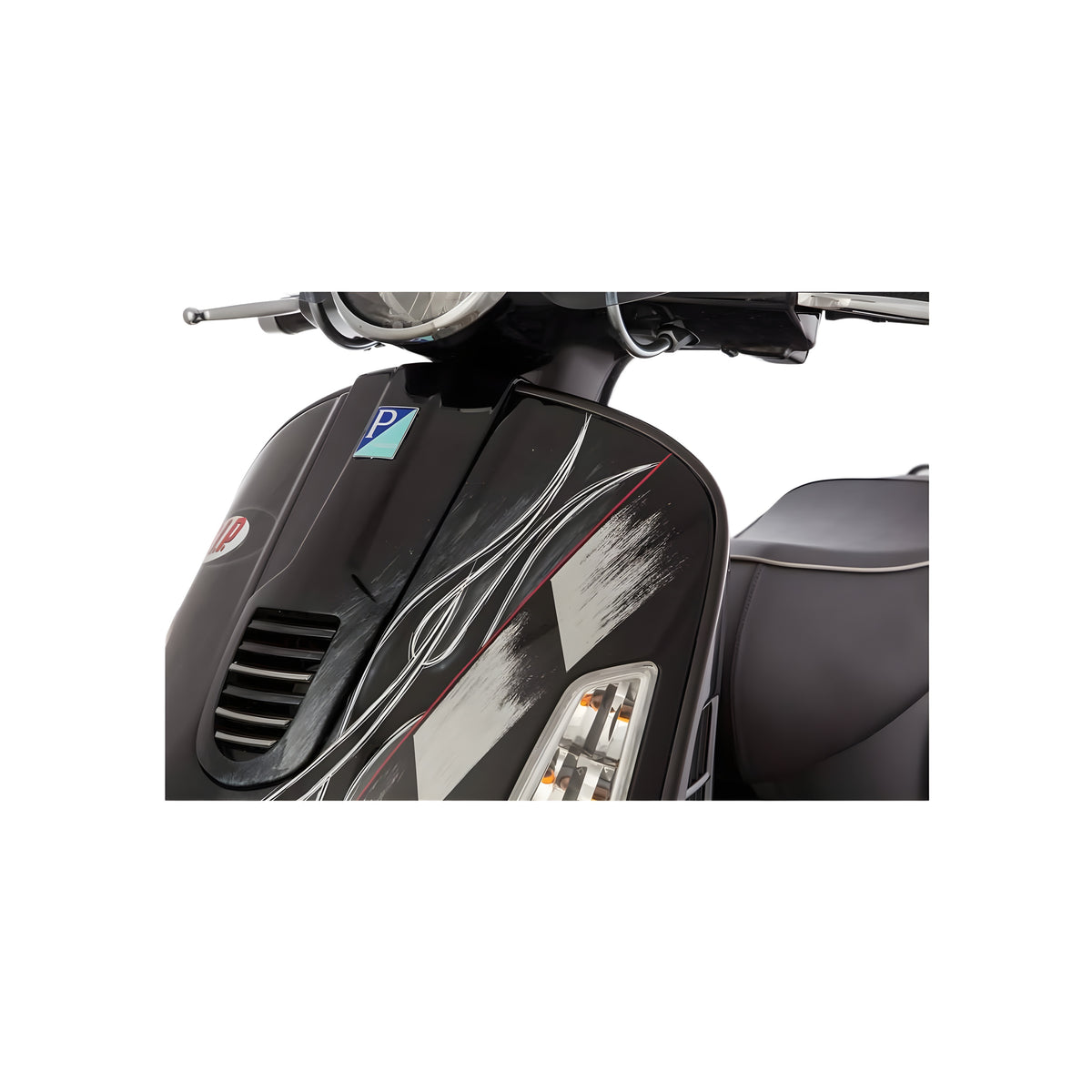 Monoschlitzrohr SIP Style Beinschild, schwarz matt für Vespa GTS 125-300ccm