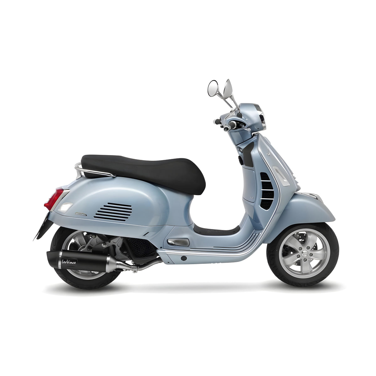 Endschalldämpfer LeoVince NERO mit Katalysator & Zulassung, Edelstahl schwarz, Carbon Kappe für Vespa GTS / Super 125 i.e. Bj. 2021 - 2024 E5