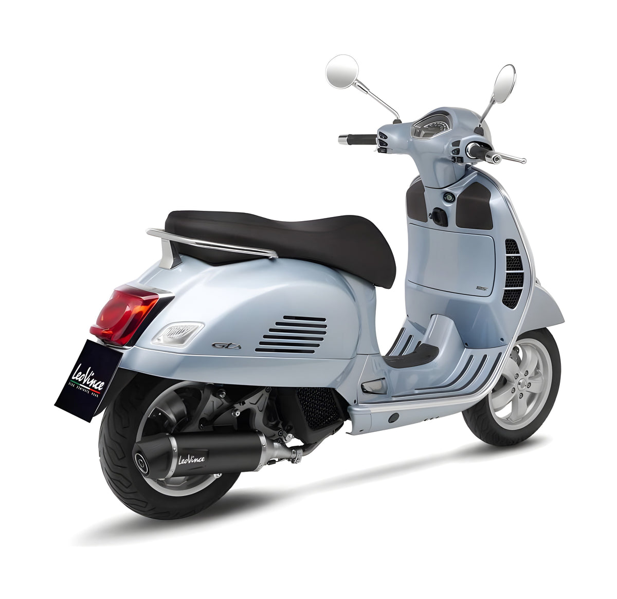 Endschalldämpfer LeoVince NERO mit Katalysator & Zulassung, Edelstahl schwarz, Carbon Kappe für Vespa GTS / Super 125 i.e. Bj. 2021 - 2024 E5