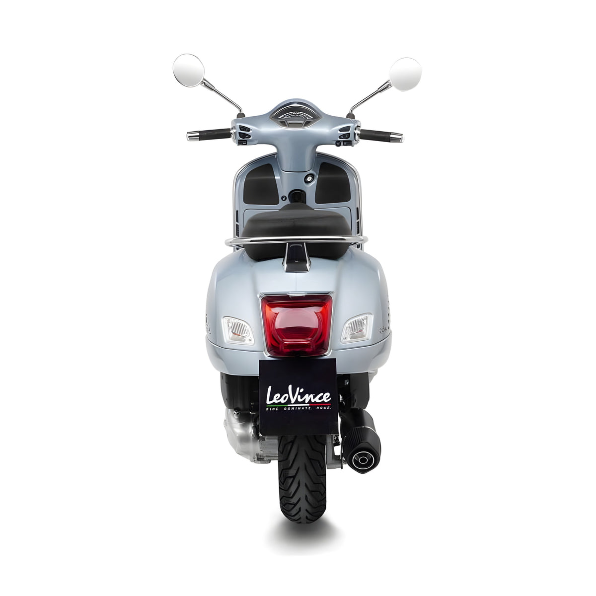 Endschalldämpfer LeoVince NERO mit Katalysator & Zulassung, Edelstahl schwarz, Carbon Kappe für Vespa GTS / Super 125 i.e. Bj. 2021 - 2024 E5