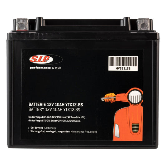 SIP Gel-Batterie 12V 10Ah YTX12-BS