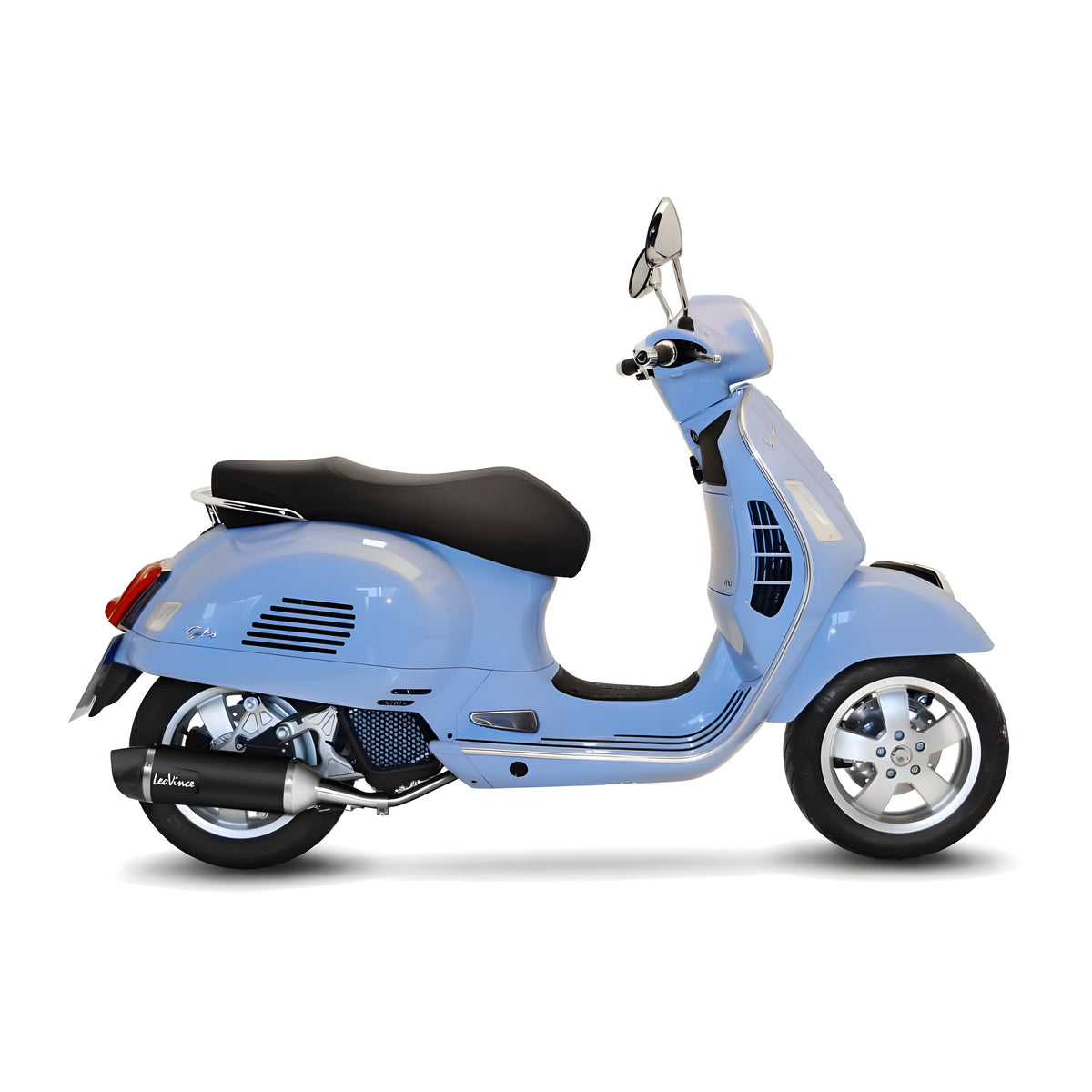 Endschalldämpfer LeoVince SLIP-ON NERO Edelstahl schwarz, Carbon Kappe für Piaggio Vespa GTS 125 / 150 i.e.