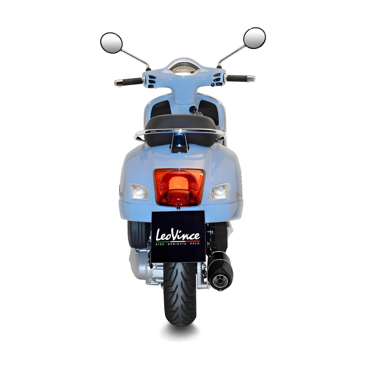 Endschalldämpfer LeoVince SLIP-ON NERO Edelstahl schwarz, Carbon Kappe für Piaggio Vespa GTS 125 / 150 i.e.