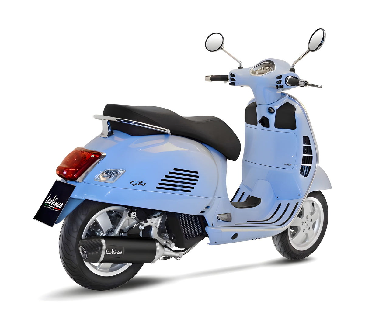 Endschalldämpfer LeoVince SLIP-ON NERO mit Katalysator & Zulassung, Edelstahl schwarz, Carbon Kappe für Piaggio Vespa GTS 125 / 150 i.e. Bj. 2017 - 2020