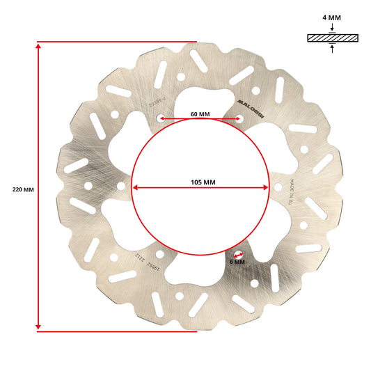 Bremsscheibe malossi Welle 6-Loch 220mm Beverly, MP3, nexus, GTS 250cc, GTS 300 HPE, GTS super 300cc, GTV 6215330