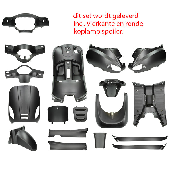 Verkleidungsteile-Set (runder+quadratischer Scheinwerfer) schwarz matt 18-teilig agm VX50s, agm VX50, china LX/napoli –…