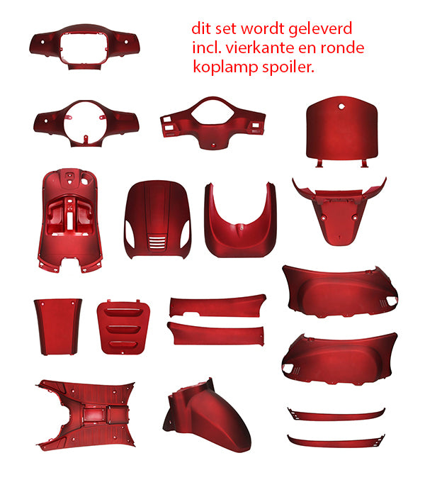 Verkleidungsteile-Set (runder+quadratischer Scheinwerfer) rot matt 18-teilig agm VX50s, china LX/napoli, riva, vx50 – Vespa…