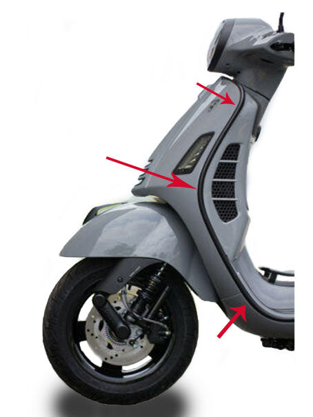 Zierleiste Piaggio Original Beinschild >2018 rechts schwarz glänzend GTS 125cc, GTS 300 (euro4), GTS alle Modelle 1b006680