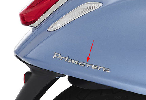 Emblem Piaggio Original Schriftzug [Primavera] Heckscheibe 15cm Chrom elettrica, Primavera 50/125/150/180 1b000942