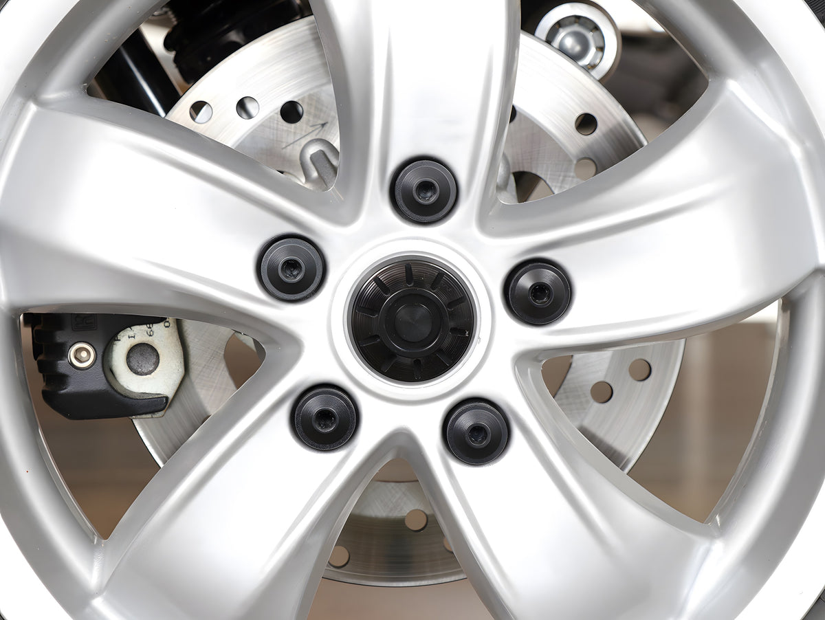Abdeckkappen-Set Radmutter / Felge Ø 35mm Moto Nostra CNC, für Vespa ET2, ET4, GT, GTL, GTS, GTV, LX, LXV, S, Gilera Fuoco, Piaggio Fly, Hexagon, Liberty, MP3, Sfera RST, Zip FR, Zip II, Zip SP