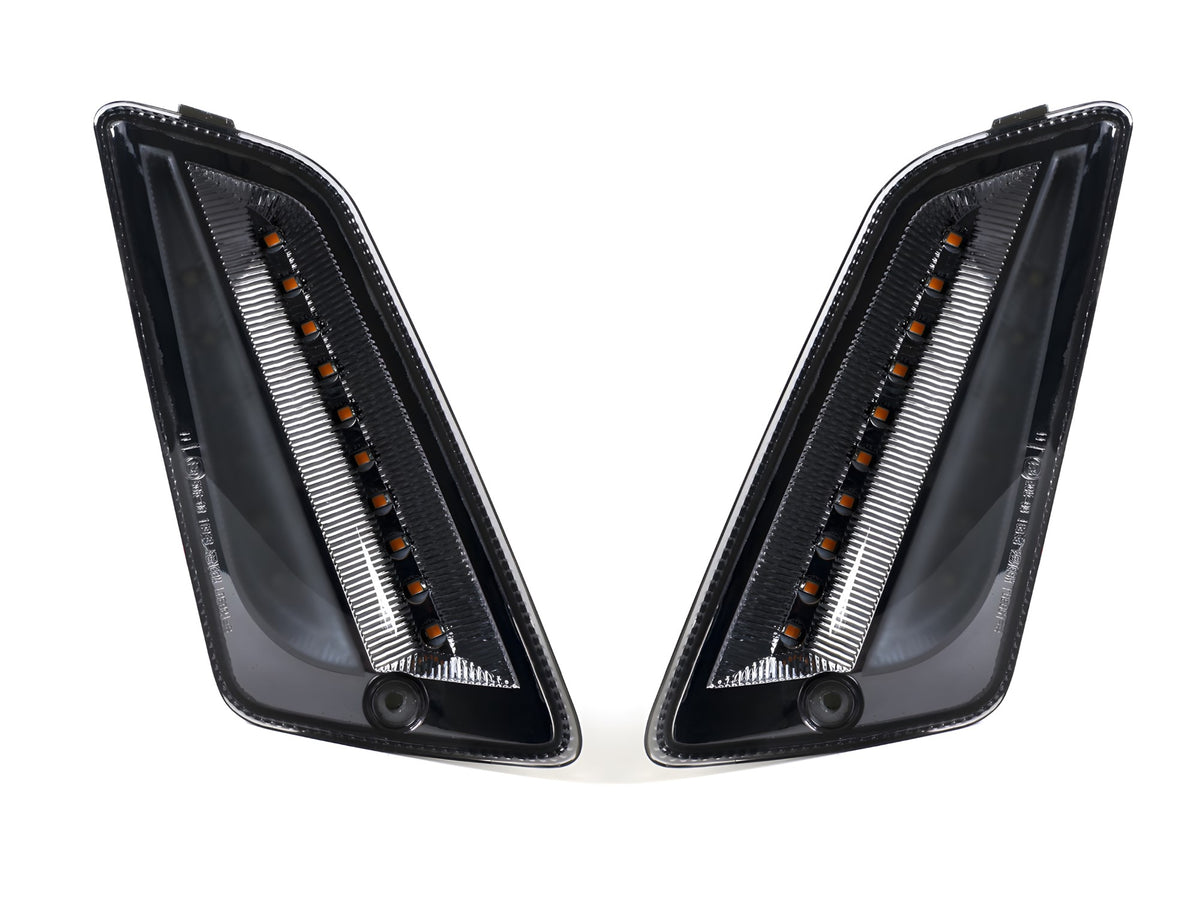 Blinker-Set Moto Nostra vorne dynamisches LED Lauflicht, Tagfahrlicht, E-Prüfzeichen, Smoked für Vespa GT, GTL, GTV, GTS 125-300