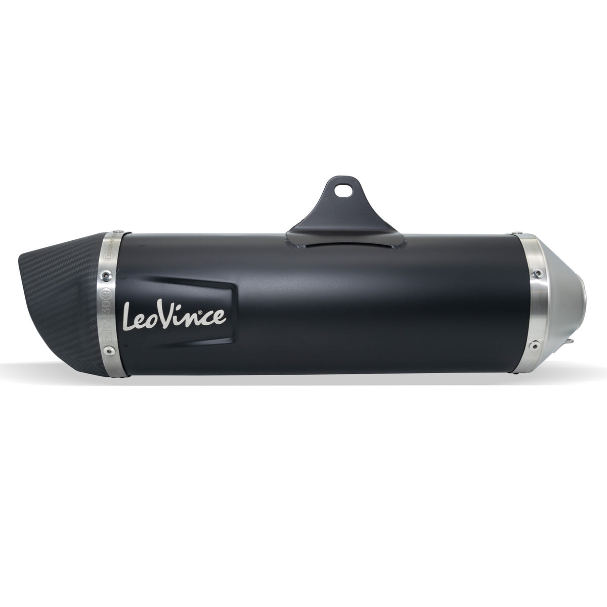 Endschalldämpfer LeoVince NERO mit Katalysator & Zulassung, Edelstahl schwarz, Carbon Kappe für Vespa GTS / Super 125 i.e. Bj. 2021 - 2024 E5